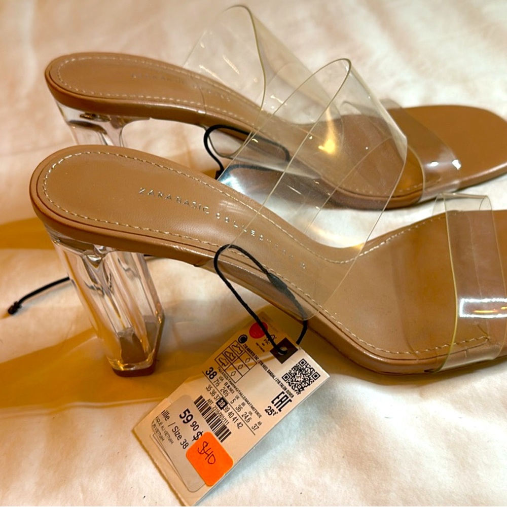 Zara clear and nude heels